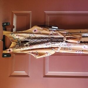 Luxology snakeskin & tan floral print dress tan Sleeveless SZ Med. NWT